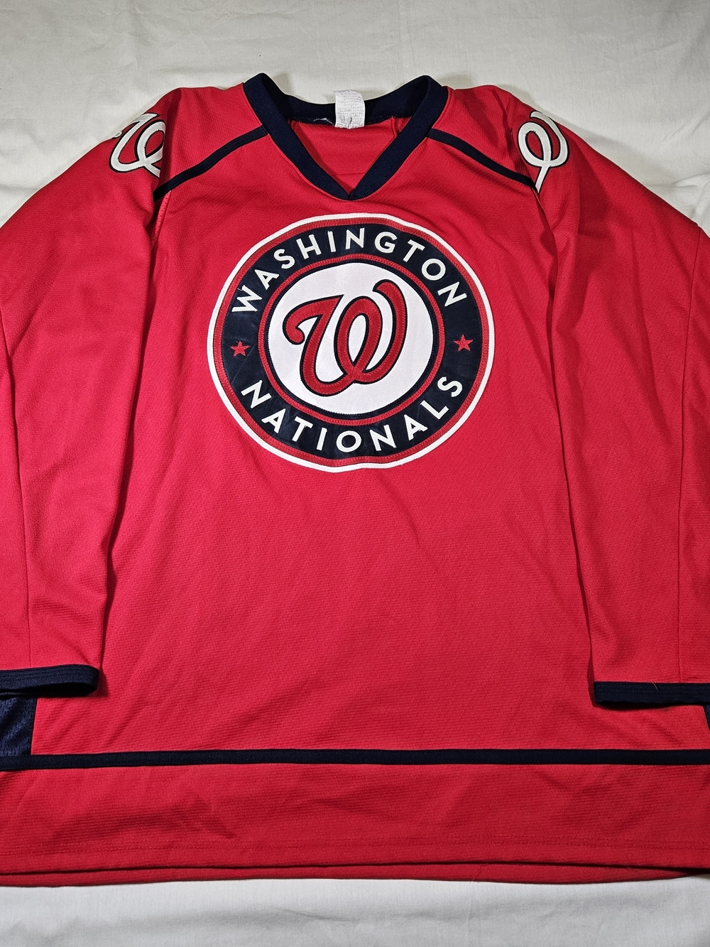 Washington Nationals MLB Hockey Style Crossover Jersey Red Mens XL Athletic Knit